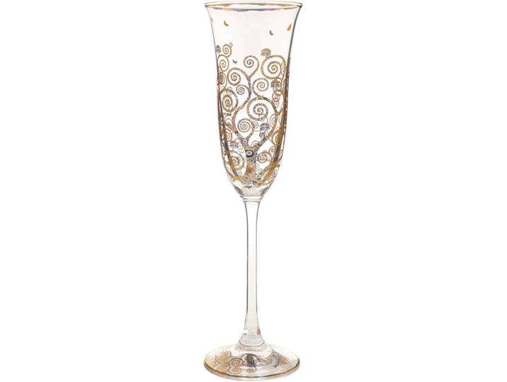 Sektglas GOEBEL Gustav Klimt - Der Lebensbaum , gold (bunt), B:6cm H:24cm, Glas, Trinkgefässe, Sektglas, Füllmenge 0,1l