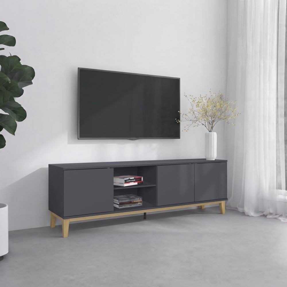 Loft24 Meuble tv avec 3 portes gris Gris 41x50x160cm