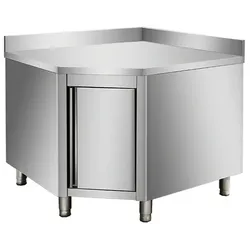 Skyrainbow Arbeitsschrank aus Edelstahl, mit Aufkantung, Eckmodul 600er Bautiefe