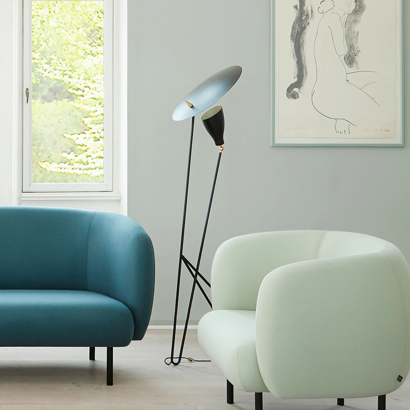 Warm Nordic Silhouette vloerlamp, zwart, Hoogte: 140 cm