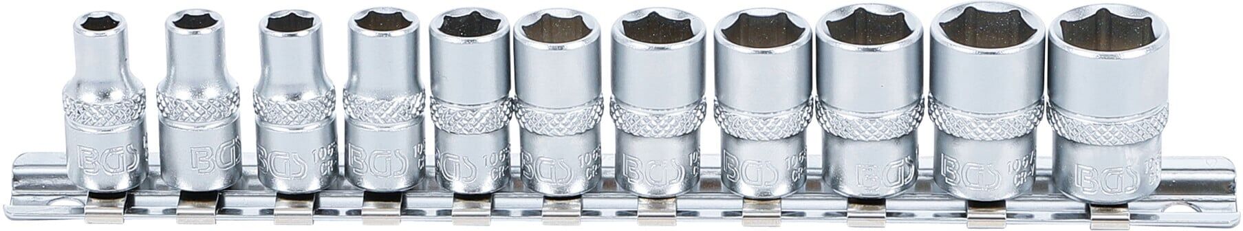 BGS Steckschlüssel-Einsatz-Satz Sechskant Antrieb Innenvierkant 6,3 mm Zollgrößen 11-tlg. ; BGS technic (2433)
