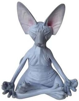 Uplift Treasures Whimsical Sphynx Buddha Cat Figurine Meditation Yoga Happy Cat Sculpture For Home & Garden Decor b
