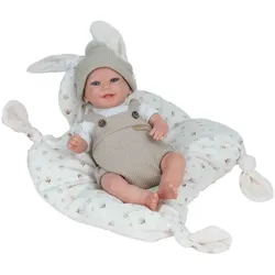 Reborn Arias Mateo 35 cm in Beige mit Kissen – realistische Babypuppe inkl. Zubehör