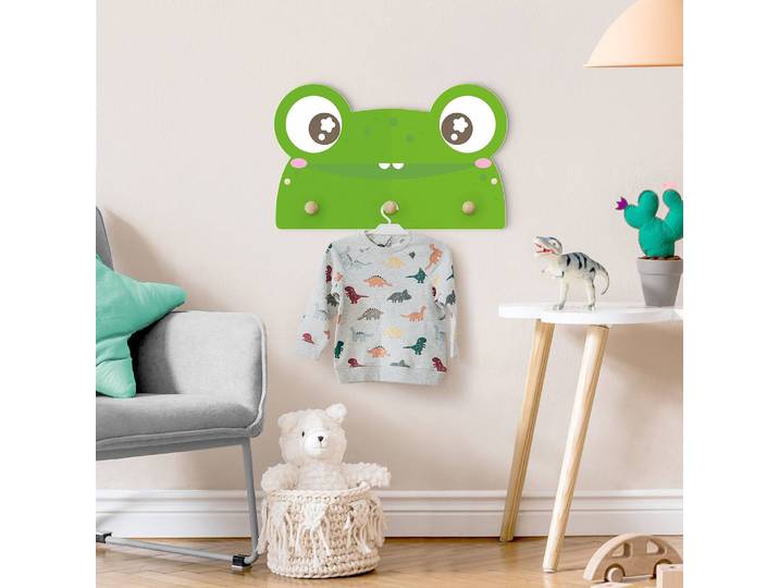 Kindergarderobe Frecher Frosch 40 x 25 x 1cm Grün