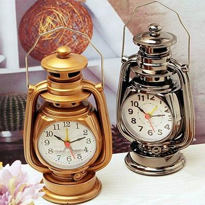 ModernMart Vintage Oil Lamp Alarm Clock Retro Table Clock Night Light Decor c