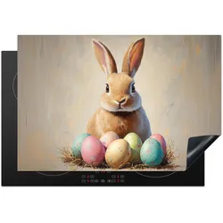 HERDABDECKPLATTE Osterhase - Pastell - Eier Glaskeramikkochfeldabdeckung 78x52 cm