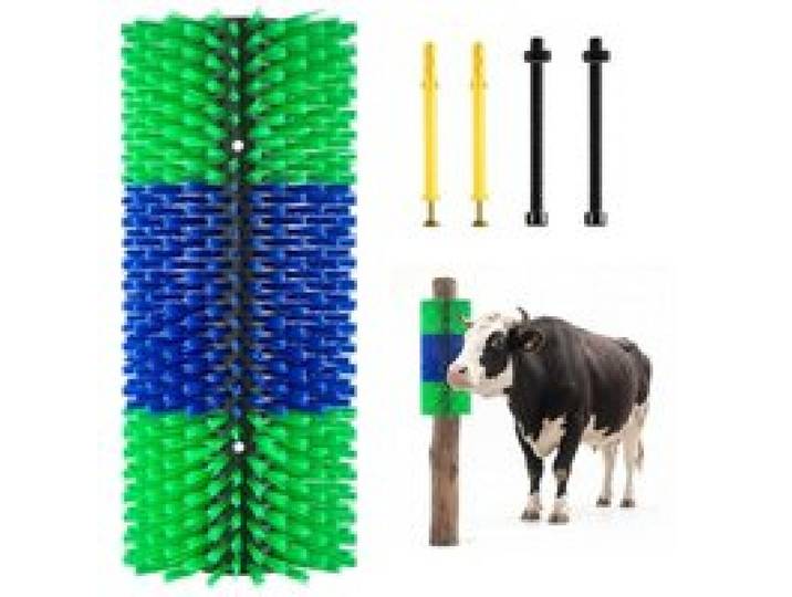 VEVOR Kratzbürste 43x19 cm, Viehbürste 1 Stk. inkl. 4 Schrauben, Rinderkratzer zur Linderung von Rückenjucken, Massage-& Pflege-Kratzwerkzeug für Pferde, Rinder, Schafe & Schweine, Grün & Blau
