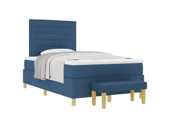 KKgypkn Boxspringbett mit Matratze 120x200 cm, Matratzenbettrahmen mit Schaumstoffmatratze, inklusive Kopfteil Blau aus Polyester und Holzwerkstoff, modernes Design