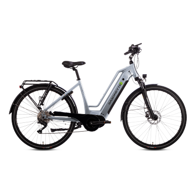 E-Bike SAXONETTE "Deluxe Sport TRAPEZ" Gr. 45, weiß (silber matt, schwarz), Elektrofahrräder, 45cm, 28 Zoll (71,12cm), (mit integr. Akku), Elektrofahrrad für Alltag und Einkauf