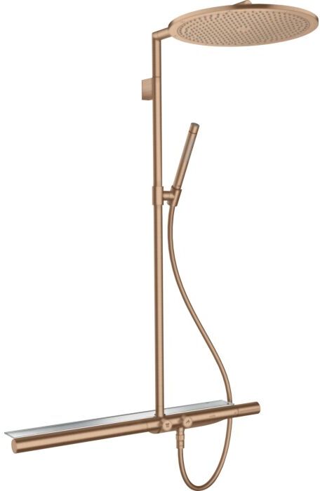 Hansgrohe Axor Showerpipe 27984310 mit Thermostat 800, Kopfbrause 350 1jet, brushed red gold