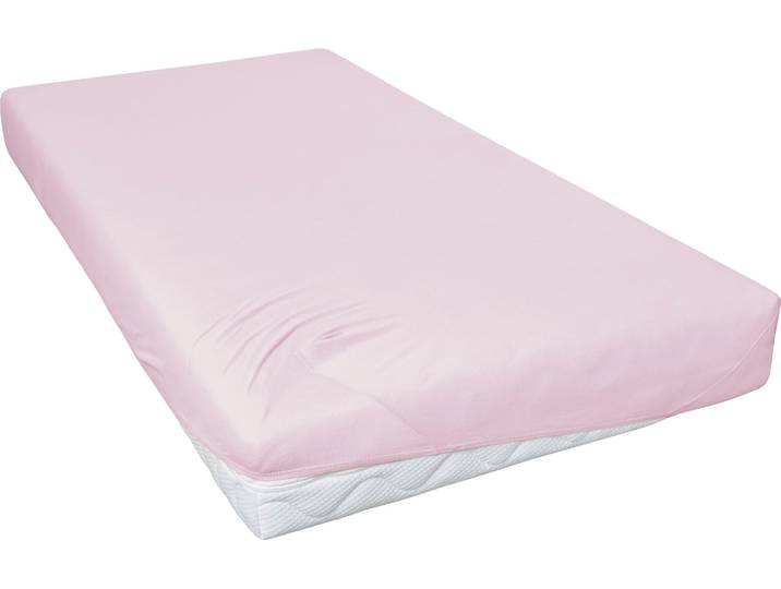 Spannbettlaken PRIMERA Jersey , rosa (rosé), B:70cm L:140cm, Jersey, Obermaterial: 100% Baumwolle, Bettlaken, Spannbettlaken, für Kindermatratzen, für Matratzengröße 70x140cm, 100% Baumwolle