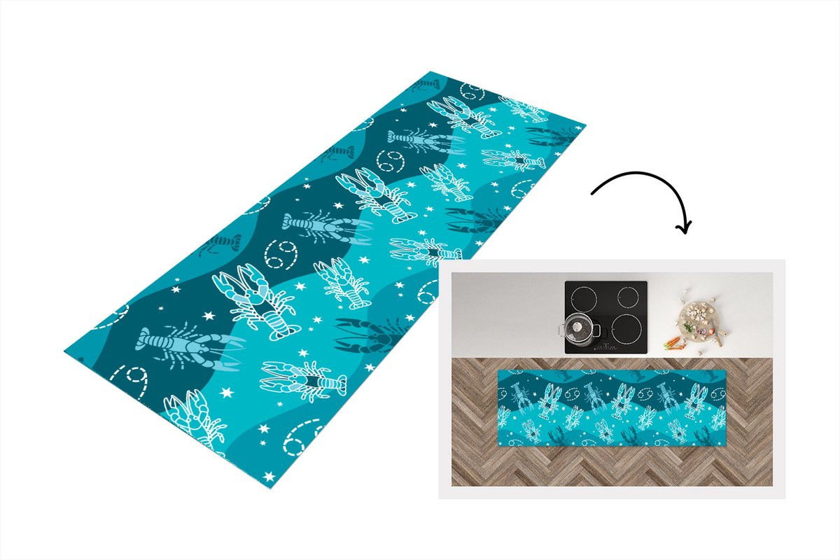 KitchenYeah Keukenloper Zodiac Kreeft Abstract Design Vinyl Breedte: 50 cm, Lengte: 150 cm
