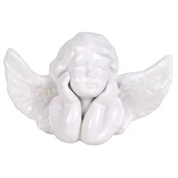 Deko-Engel weiß glänzend Schutzengel Engelsfigur Dekoengel Dekofigur H17,5cm Weiß