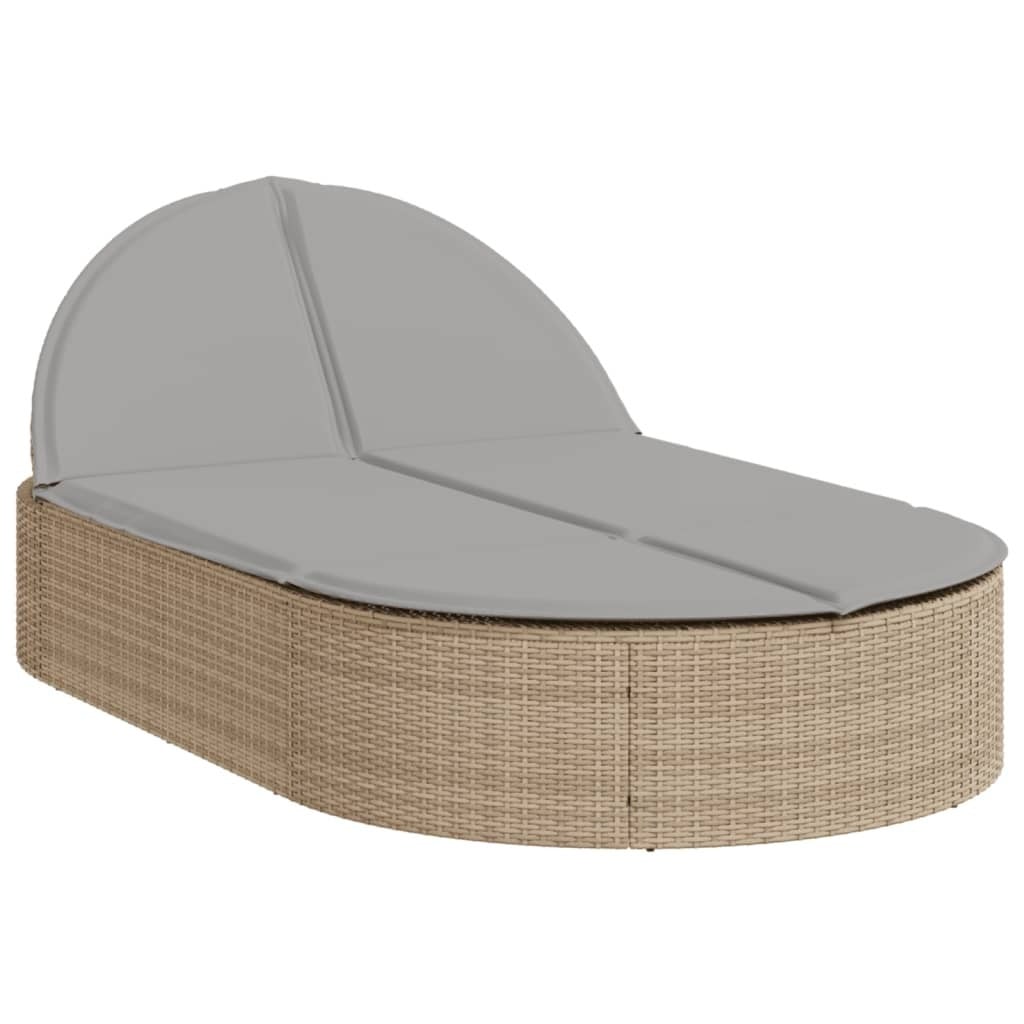 vidaXL Dubbele ligbed met kussens, beige, polyrotan