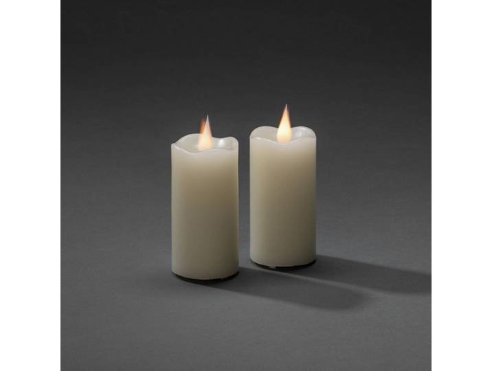 Konstsmide Christmas LED-Wachskerze creme Lichtfarbe Bernstein Ø5cm 2er Wachskerze, creme / amber