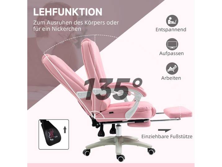 Feuille épaissie Vinsetto chaise de bureau chaise de bureau repose-pieds fonction chaise longue roulettes hauteur réglable similic