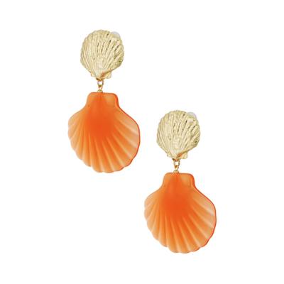 Paar Ohrhänger ADELIA´S "Ohrringe Ohrhänger mit Muschelmotiv", Damen, Gr. Damen, orange, Ohrringe, Trendig gestalteter Modeschmuck mit Muschelanhängern