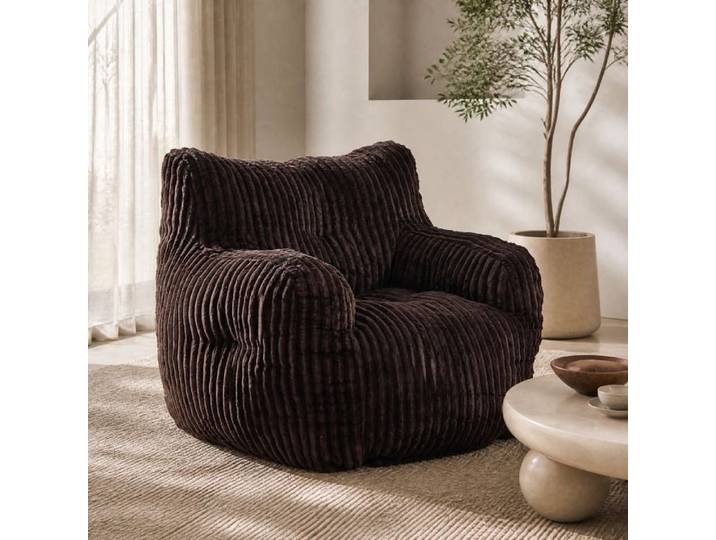 VUENOR fauteuil lounge 1 place 100x94x70 cm marron – velours côtelé intérieur