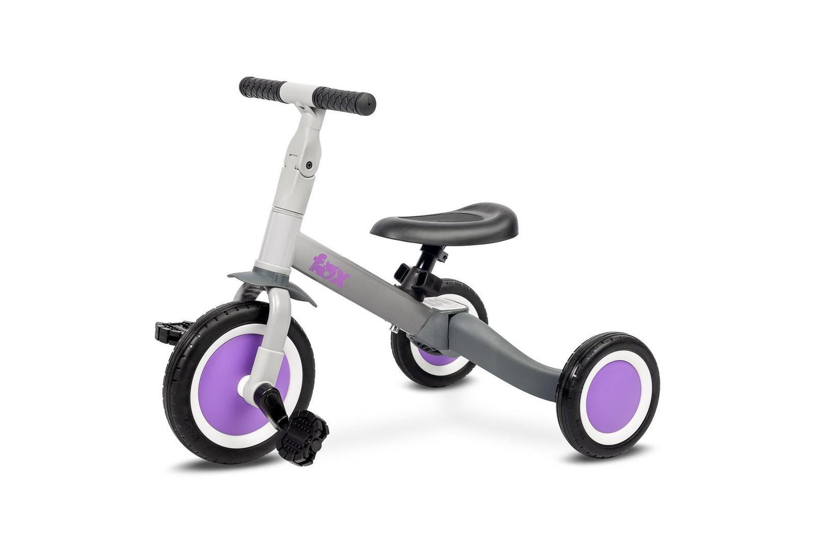 Toyz 4-in-1 kinderfiets Fox model driewieler en loopfiets, grijs
