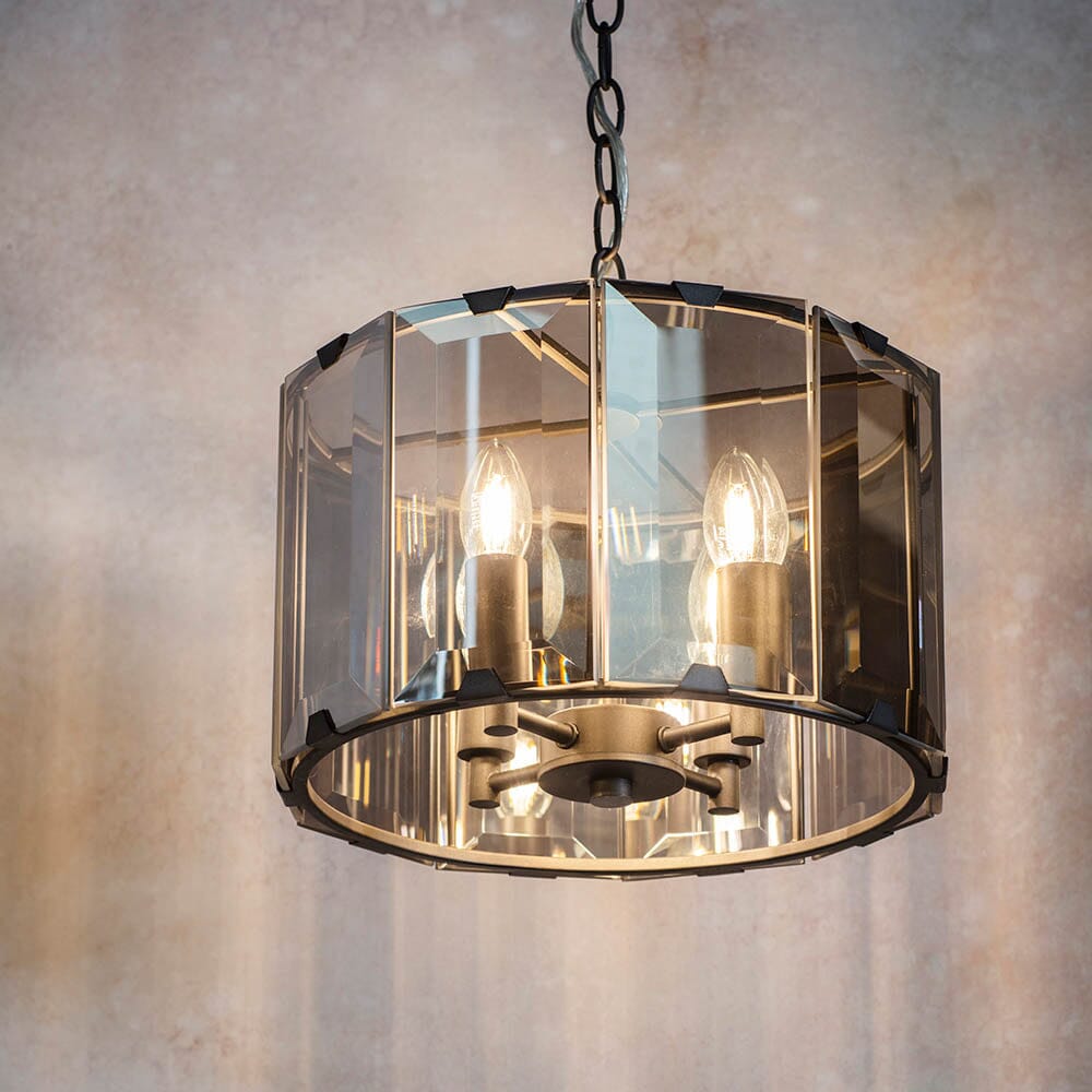 Starlight Tinted Grey Glass 4 Light Pendant