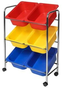 Seville Classics Multi-Use 6-Bin Organizer Cart, Multicolor