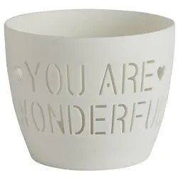 Agra Windlicht Porzellan weiß You are wonderful