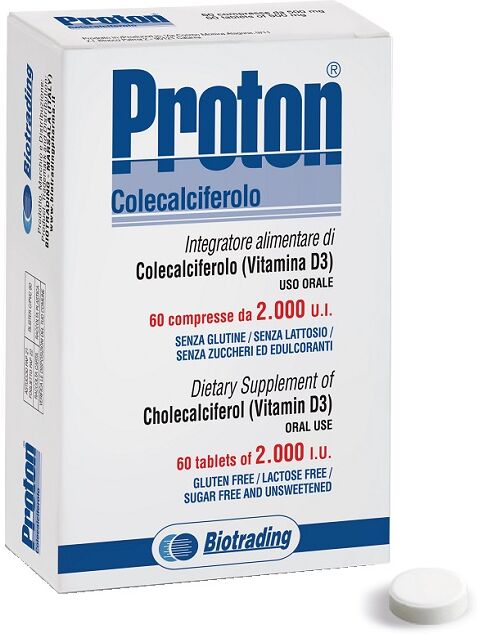 BIOTRADING Srl UNIPERSONALE Proton Vitamina D3 2000 UI, 60 Compresse