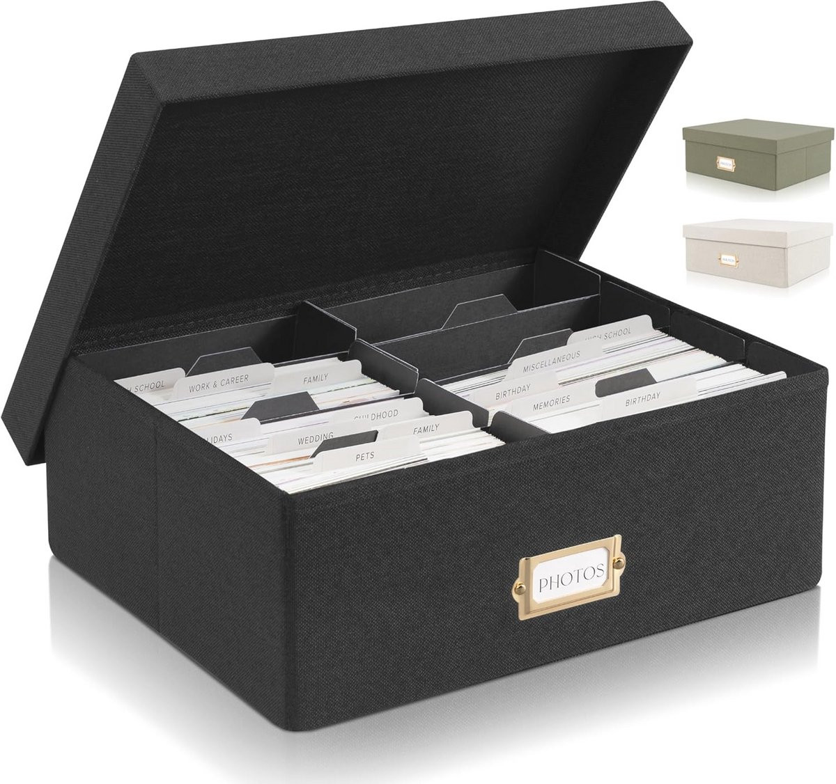 Decoratieve vouwbare linnen foto box met levelers voor opslag van foto's