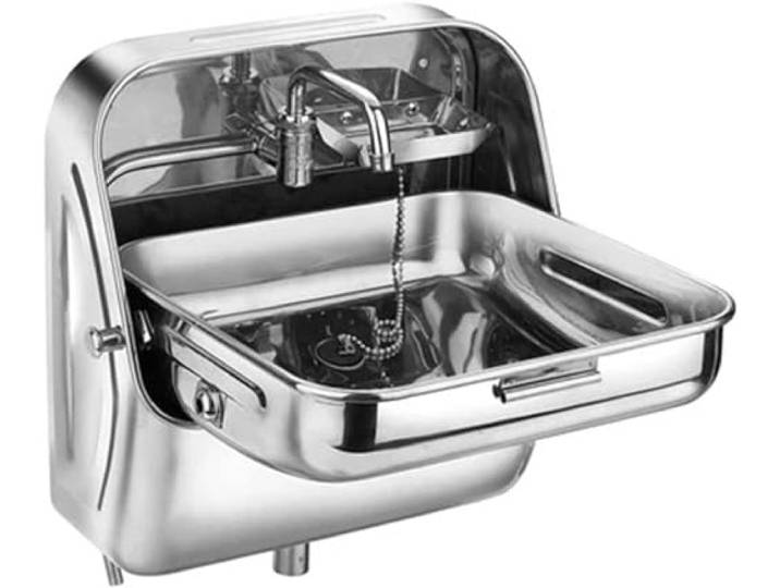 YANGYMM Rv Camping SpüLe Bausatz, Rechteckiges Waschbecken, KlappspüLe Aus Edelstahl Mit Kaltwasserhahn, Handwaschbecken für Wohnmobile, Wohnwagen, Camper, für Boot, Restaurant,Silver