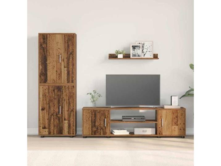 Armoire TV - MODERNE - Ensemble meuble TV - 4 pcs - Montage Simplifié - Bois Ancien Bois d'ingénierie @2641908