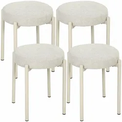 HOCKER 4er Set Polyester Cremeweiß