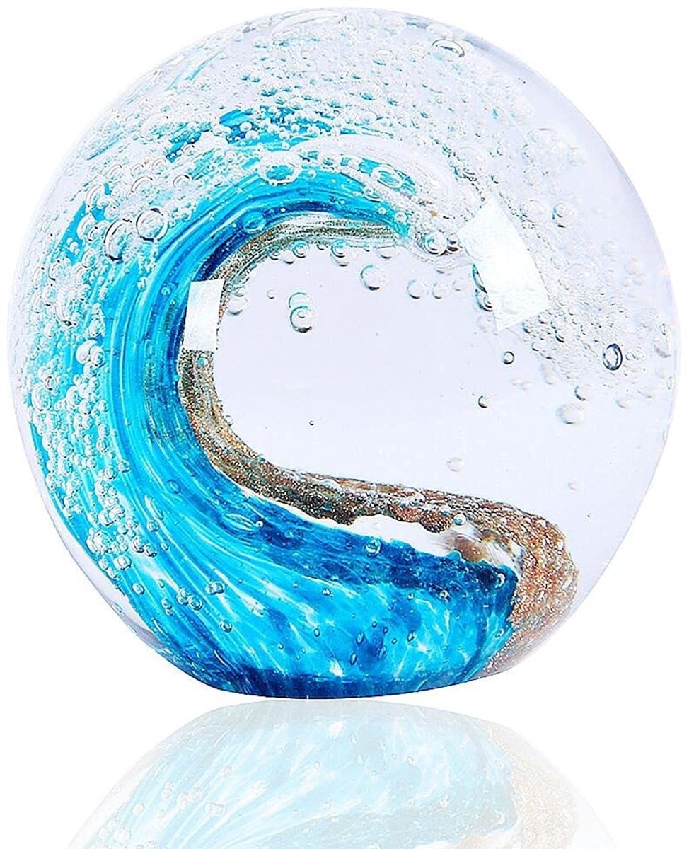 Handgeblazen glazen Ocean Waves figuur voor decoratie