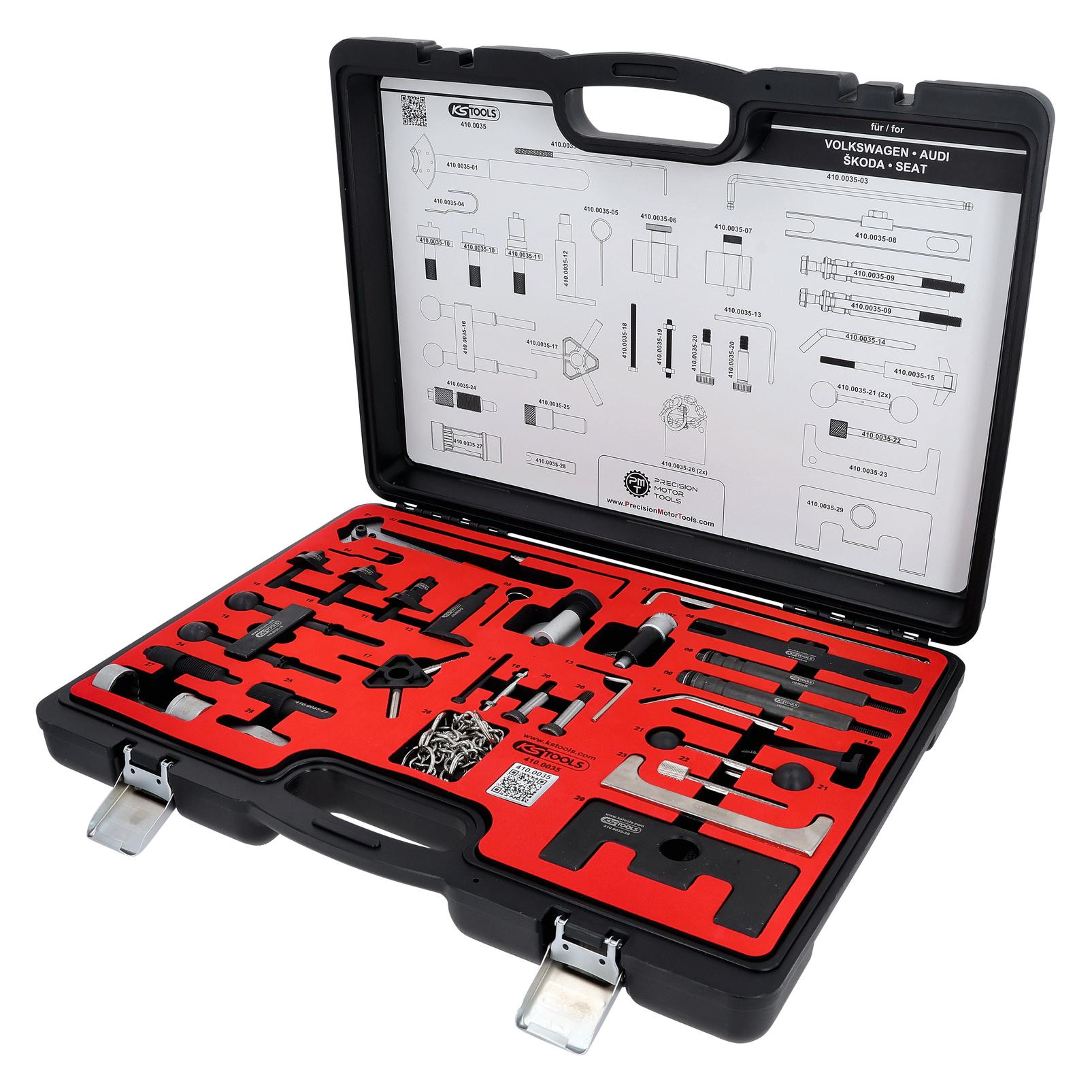 KS Tools Motoreinstellwerkzeug-Satz für Audi, Seat, Škoda, Volkswagen, 34-tlg (410.0035)