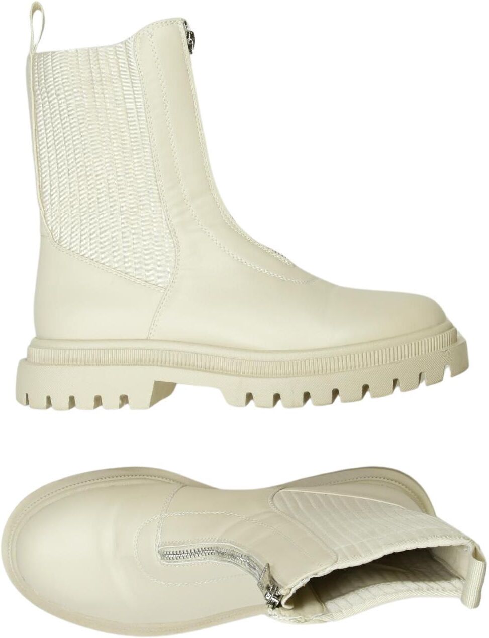 Reserved Damen Stiefelette, Cremeweiß, Gr. EU 39, Kunstleder - Second Hand