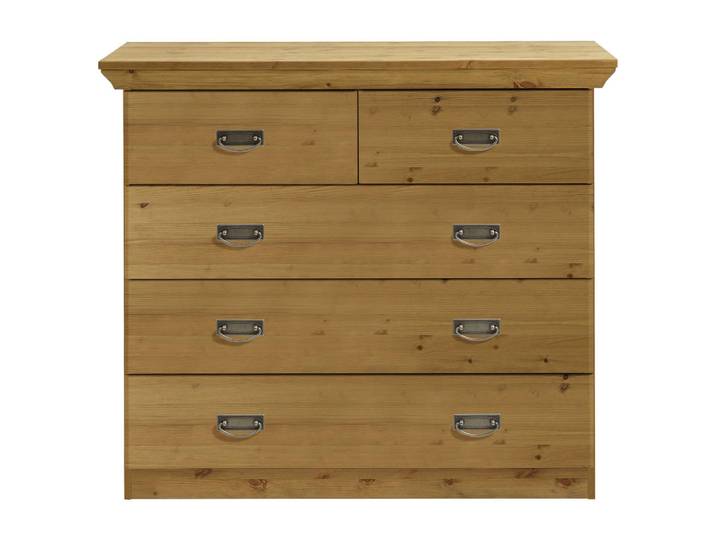 Kommode, Laugenfarbig, 105.7x90.3x50 cm, Kiefer massiv, 5 Schubladen, Garderobe