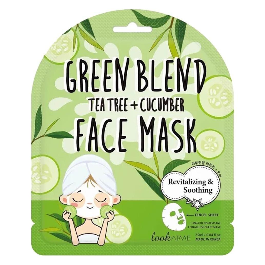 Look Occhiali Look At Me Greenend Face Mask Rejuvenating And Smoothing Face Mask In A Sheet Tea Tree & Cucumber (33428986)