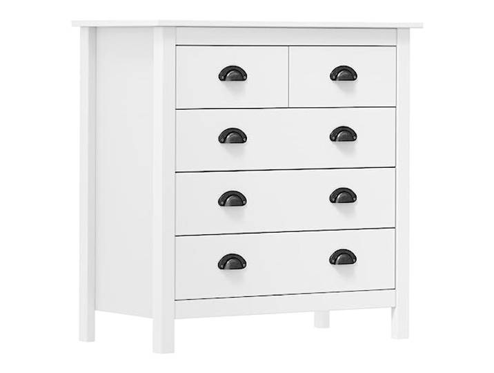 GHVBNMF Sideboard Weiß 79x40x80 cm Massivholz Kiefer Kommode Kompakter Beistellschrank mit 5 Schubladen und Bechergriffen für Flur, Schlafzimmer oder Wohnzimmer.