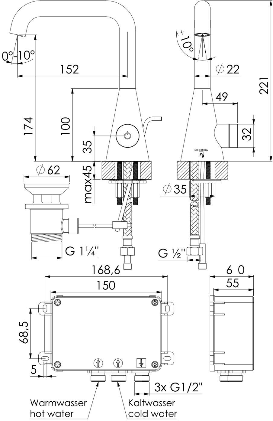 Steinberg Serie 310 elektronische Waschtischarmatur