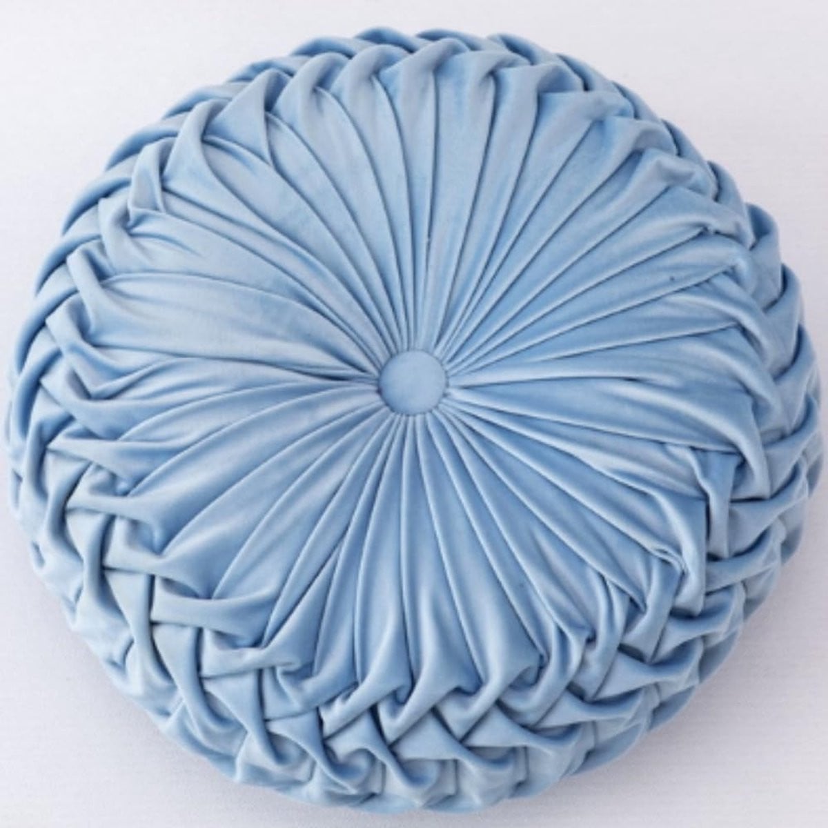 Blauw Rond Pluche Sierkussen met 35 cm Diameter