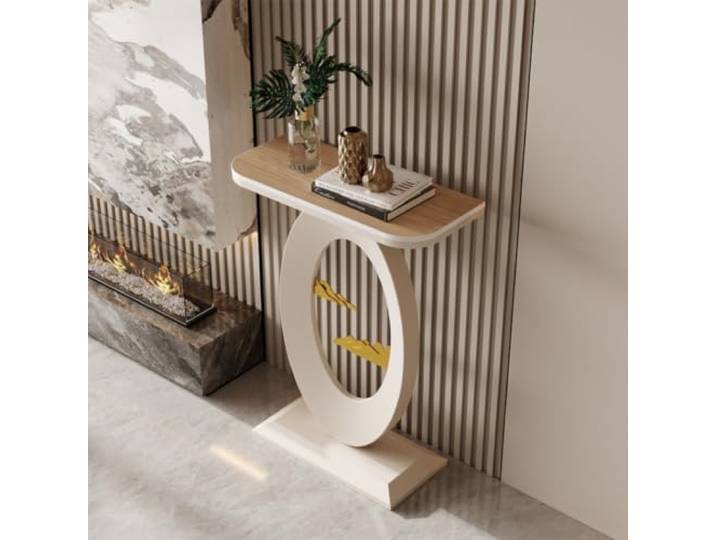 Schmaler Konsolentisch mit Sinterstein-Platte,Flurtisch für Eingangsbereich Sinterstein-Platte, Stabiler Kohlenstoffstahl, Platzsparendes Design, Einfache Montage(White-3,47.2in*11.8in)