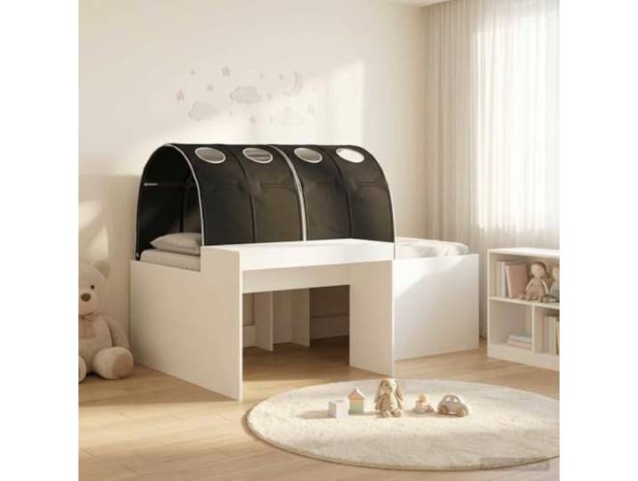 RJPLMFV Bett mit 3 Teilen, Weiß und Schwarz, Holz Modernes Design, Lattenrost inklusive, optimale Belüftung, einfache Pflege