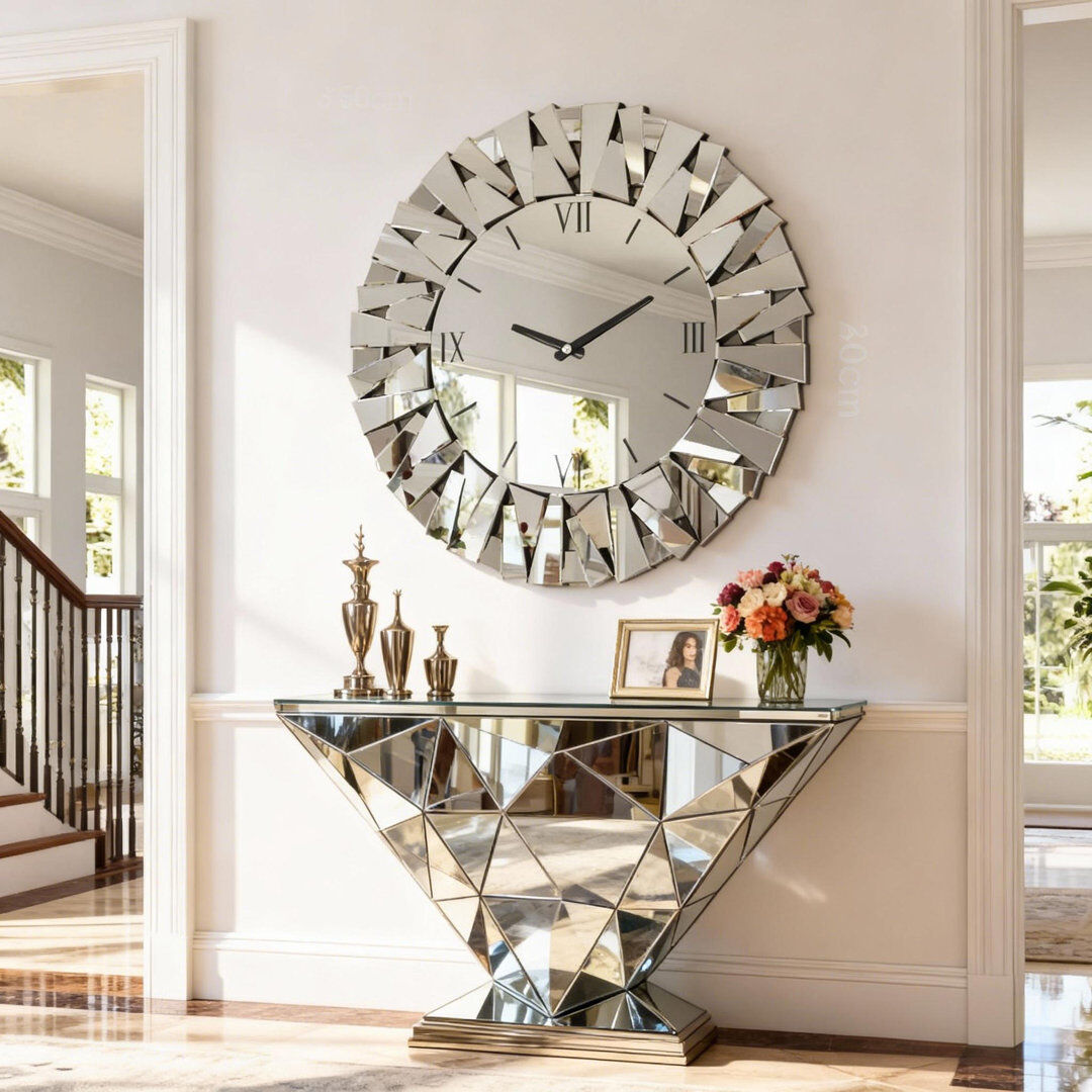 Canora Grey Azarian Glass Digital Wall Clock Silver 80cm W X 80cm H X 3cm D