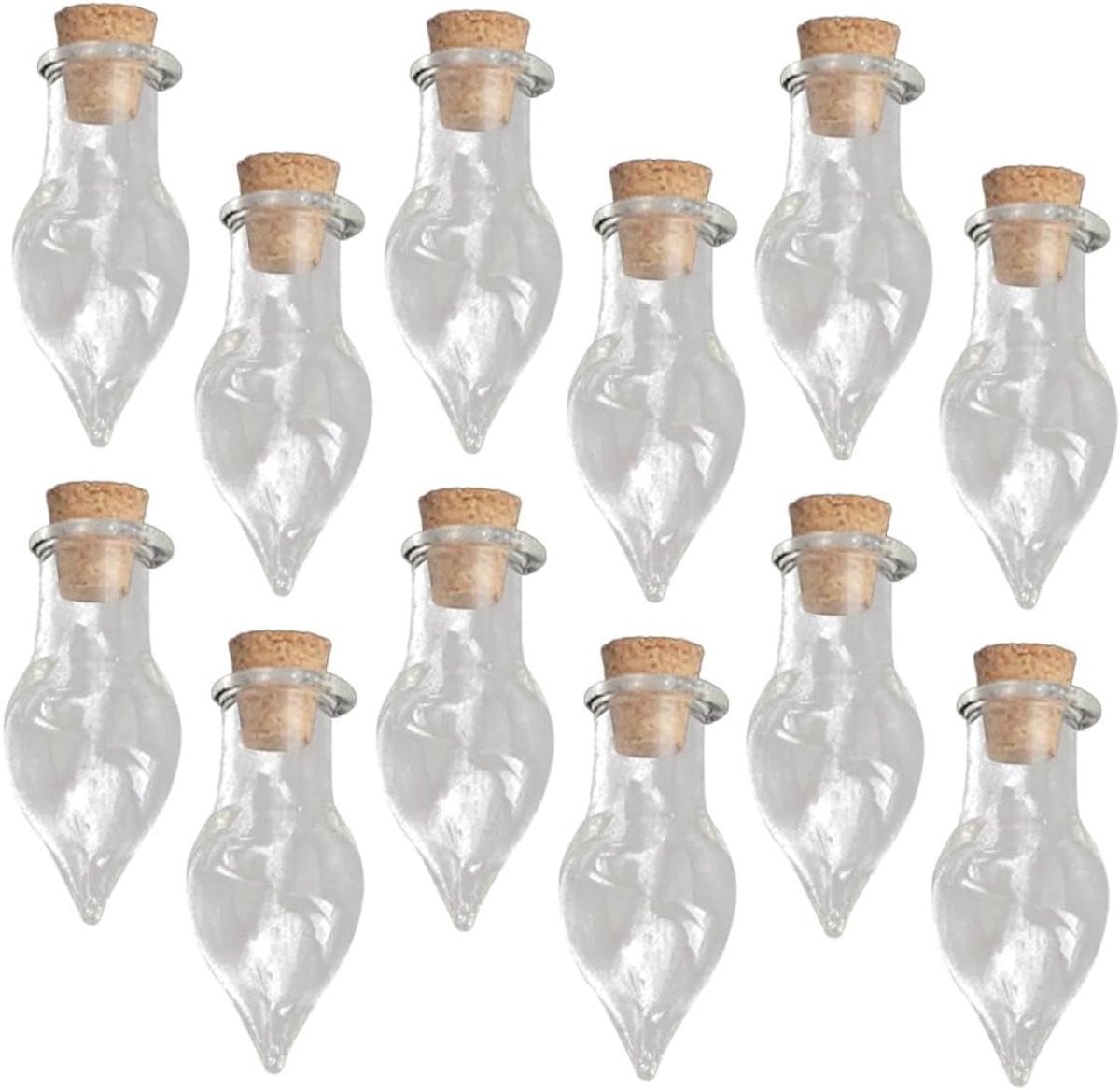 Set van 32 transparante mini glazen wensflesjes voor decoratie en knutselen