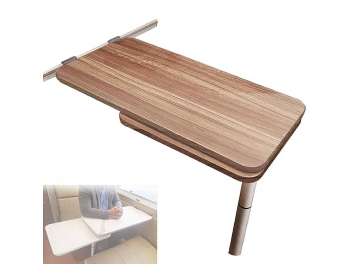 WANGJIANPENGPL Wohnmobiltische Wandmontiert, Wohnmobiltische Klappbar, 360° Drehbare Tischplatte, Abnehmbar, für Den Einsatz in und Außerhalb von Wohnmobilen und Campingbussen Geeignet(Brown)