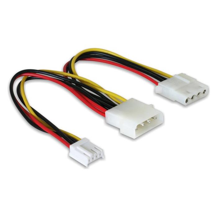 Delock Y-Kabel Power Molex 4pin Stecker > Molex 4pin Buchse + 3½ FDD (20.50 cm) (82111)