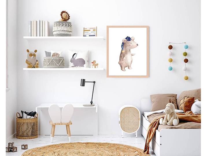 Tableau déco Sleepy Bear 43 x 53cm Multicolore