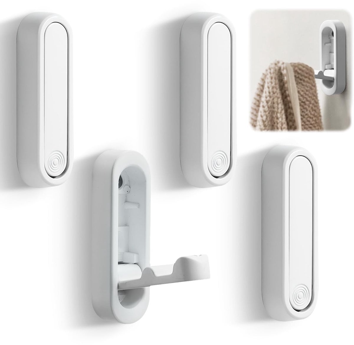 Dailygoods Wandhaak 4 stuks - Opvouwbaar - Zinklegering - Draaglast 15 kg - Wandmontage
