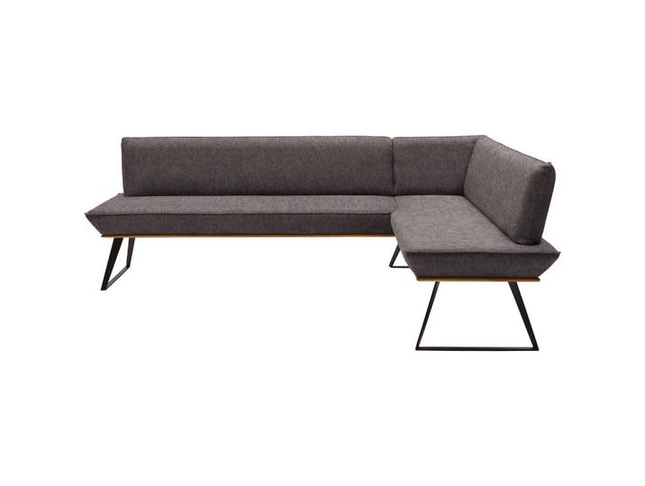 Voleo Eckbank, Schwarz, Eiche, Dunkelbraun, Metall, Eiche, massiv, 5-Sitzer, L-Form, 243x163 cm, Stoffauswahl, in den Filialen seitenverkehrt erhältlich, Esszimmer, Bänke, Eckbänke