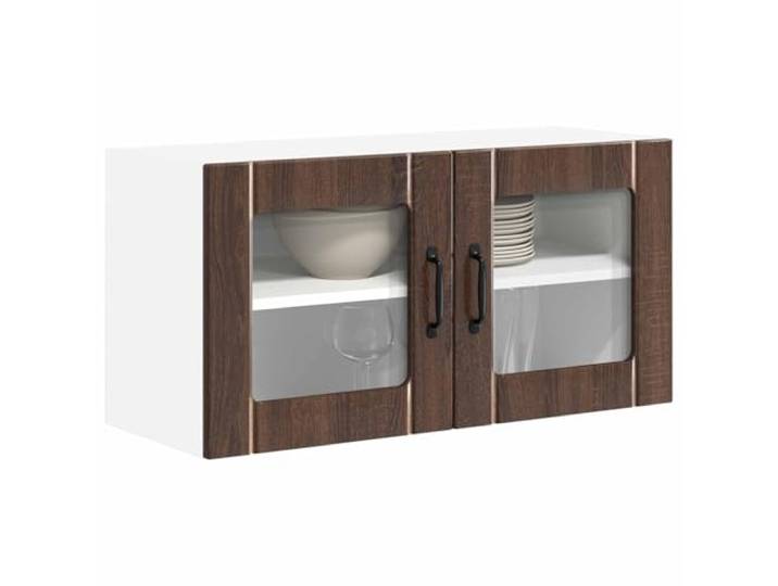 KTHLBRH Wandschrank Glas 80 x 31 x 40 cm braun Technisches Holz, modernes Design, robuste Struktur, für zeitgenössische Küche
