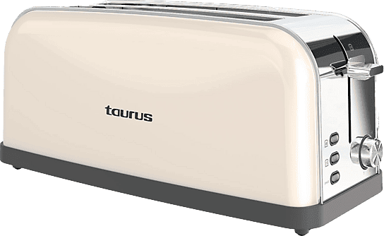 Tostadora - Taurus Vintage Cream Ver II, 1500 W, 2 Ranuras, Descongela y recalienta, 7 Niveles de tostado, Acero Inoxidable, Crema